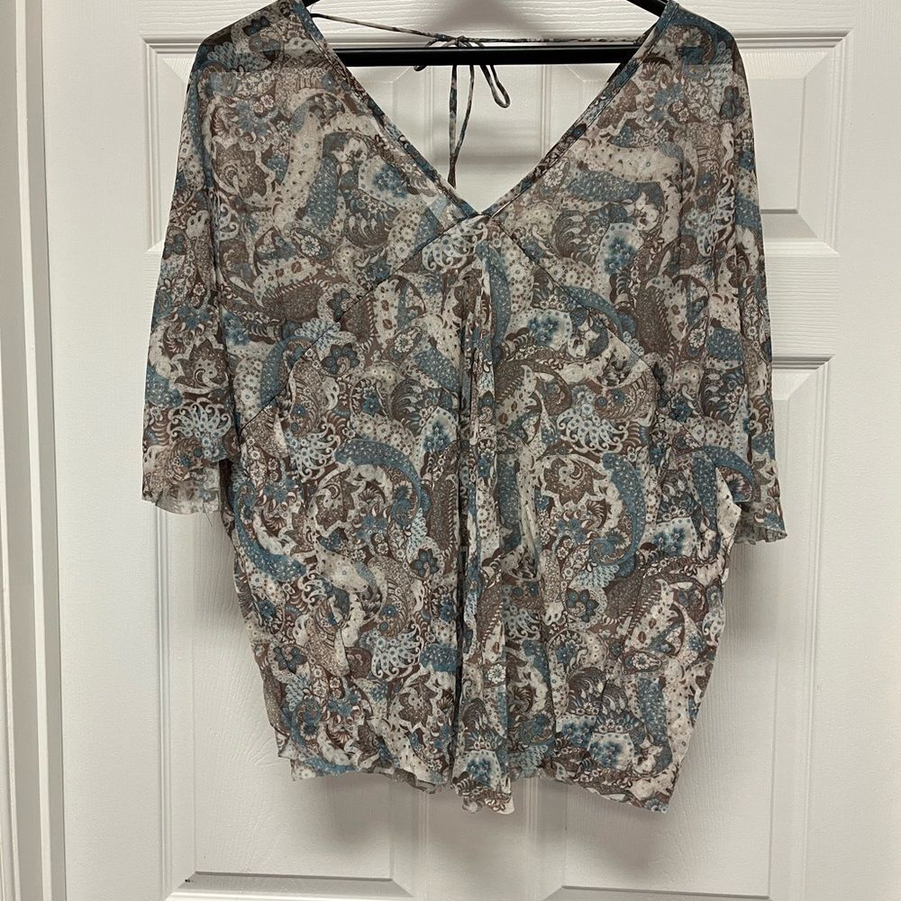 Water Water Everywhere Teal & Brown Mesh Nylon Swim Coverup O/S
